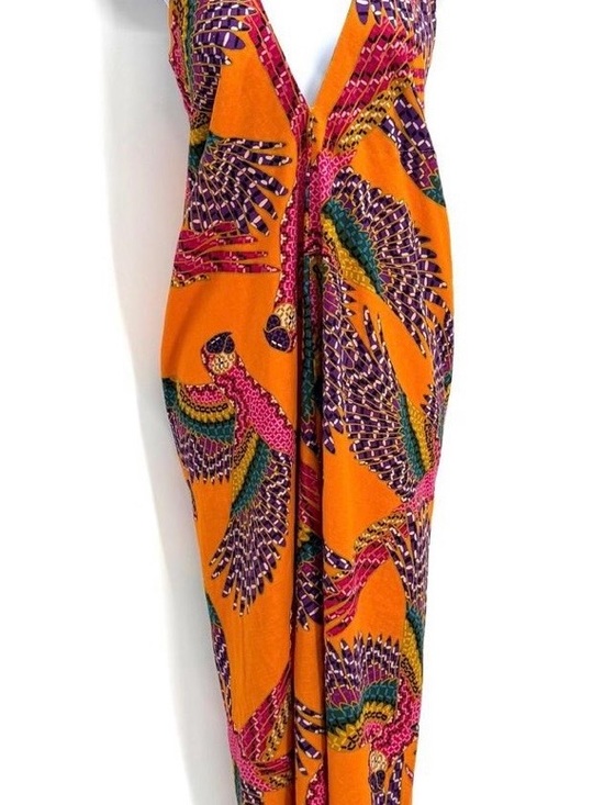 FARM Rio Dresses & Skirts - Farm Rio Orange Macaw Print Halter Dress Size XL